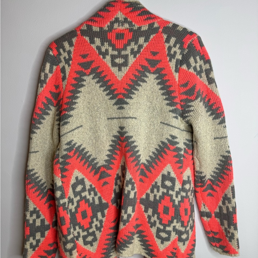 Aztec Patterned Hot Pink, Cream and Gray Women's Cardigan | ONE SIZE - Picture 4 of 5